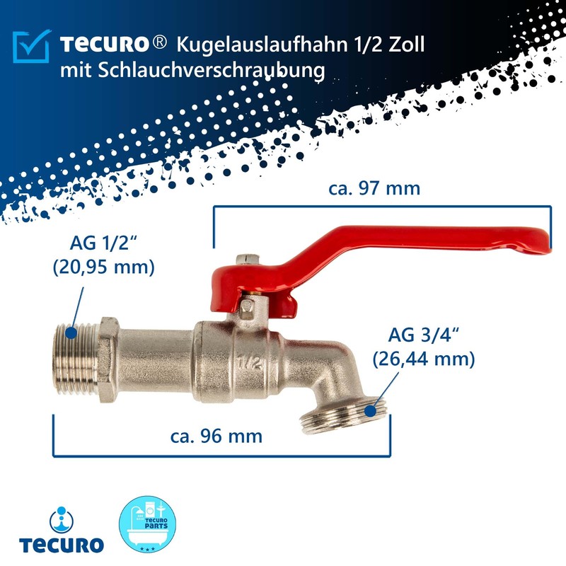 Ball Drain Valve Tap 1/2 Inch Red Handle Nickel-plated Brass