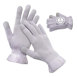 MIG4U Guantes de belleza hidratantes para pantalla táctil, manos secas, eccema, spa, tratamiento cosmético, gris morado, 3 pares talla S/M