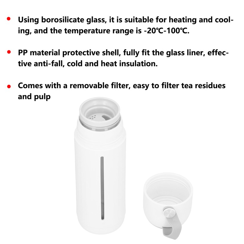 310ml Glass Cup with Lid Portable Dual Purpose Water Mug