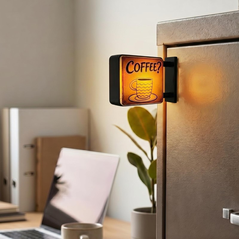 Mini Coffee Shop Magnets for Fridge with LED Light for