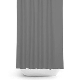 Tropik Home Narrow Width, Extra Long Grey Bathroom Fabric Shower Curtain 90cm Wide x 190cm Drop