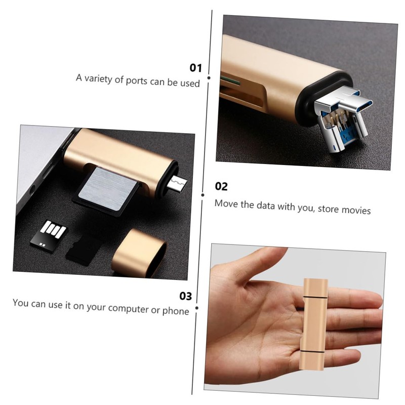 LABRIMP Card Reader Slots USB OTG Adapter for Mobile and