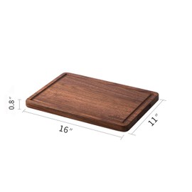 Muso Wood Small Cutting Board(13x9 in) with Juice Groove for Kitchen BPA free,Walnut Wooden Chopping Board with Side Handle for Serving Cheese Bread Meat - Easy to clean