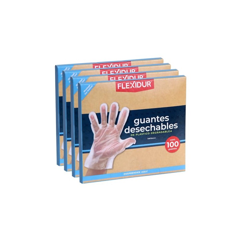 400 Guantes Desechables Degradables, pack 4 x 100