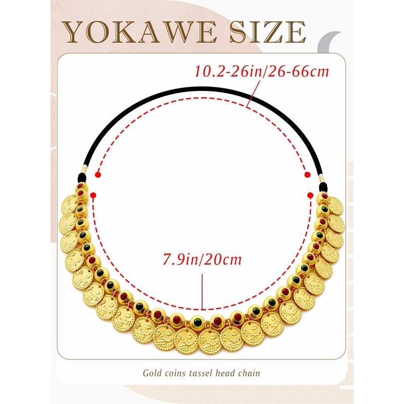 Yokawe Gold Coin Elastic Headbands Jewelry,Belly Dance Headpieces,Forehead Carnival Rave