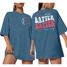 Baseball Shirts Women Oversized: Baseball Mom Tshirt Hey Batter Batter Swing Softball Graphic Tee Ballparks Tops Blue