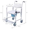 Udorich 4-in-1 Bedside Commode Chair with Wheels, Toilet Rolling Transport