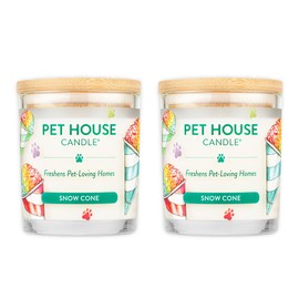 Pet House 9 oz Snow Cone Scented Pet Odor Candle, Clean Burning, Long Lasting, Plant Based Spring, Summer Scented Soy Candles, 60 Hour Burn Time, Pack of 2