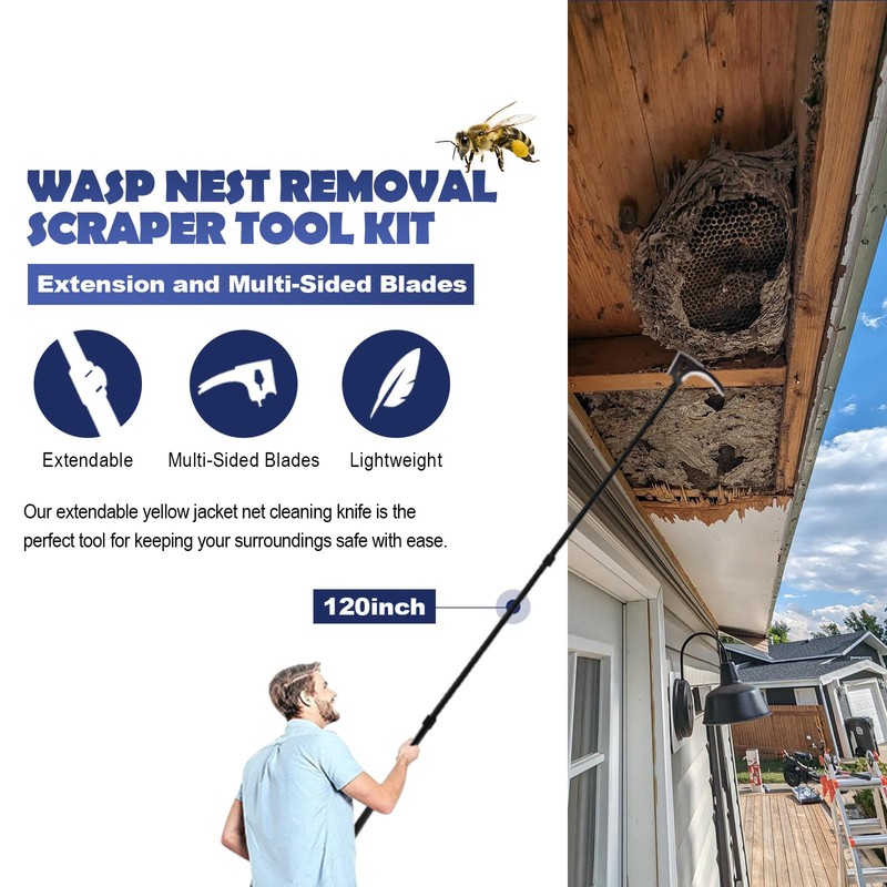 Wasps Nest Remove Tool Scraper Kit for Clean Hornets Yellow