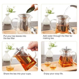 LHKJ Tea Pot Set - Loose Flower Teapot with Infuser and Lid - Teapot with Strainer