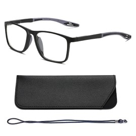 Hubeye TR90 Sports Anti Blue Glasses for Men and Women Square Comfortable Flexible Blue Light Blocking Computer Readers