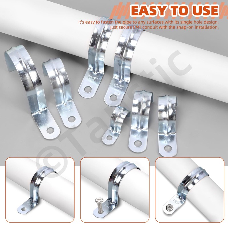 Tanstic 30Pcs 3/4 Inch EMT Pipe Strap Zinc Plated Steel