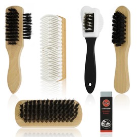 6 PCS Suede Brush Kit Suede Eraser|3-Sided Shoe Cleaning Brush|4-Sided Suede Brush For Shoes with Brass and Nylon Bristles|Raw Rubber Velvet Shoe Brush | Long-handled Cleaning Shoe Brush|PP Brush