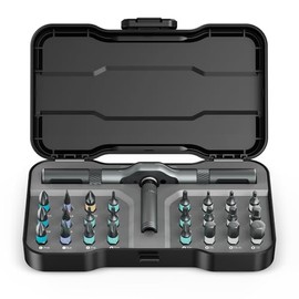 Juego de destornilladores magnéticos 24 en 1, kit de destornilladores de carraca AMIR, herramienta de reparación de precisión con mango de carraca desmontable, juego de destornilladores pequeños de