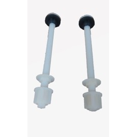 Toilet Seat Bolts, Made for Raised Toilet Seats, Two Hinge Bolts, Nylon Plastic, 6 Inch by 3/8 Inch Heavy Duty Bolts with Rubber Washers and Easy Screw Hex Nuts