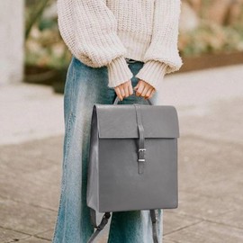 BOYATU Leather Laptop Backpack Purse: Business Work Bags for Men Women - Luxury Designer Handbags for Classic, Gray