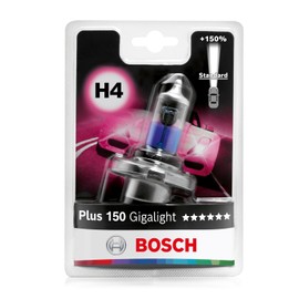 Bosch H4 Plus 150 Gigalight Bulb – 12 V, 60/55 W, P43t – Pack of 1