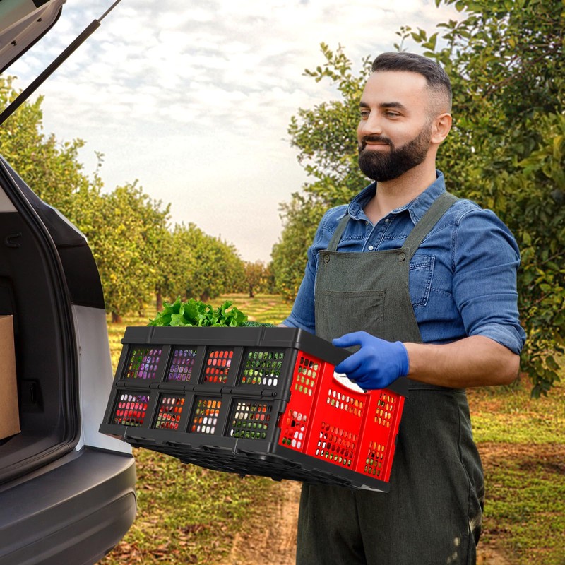Collapsible Milk Crate, 14.5 Gallon Stackable Heavy Duty Plastic Storage