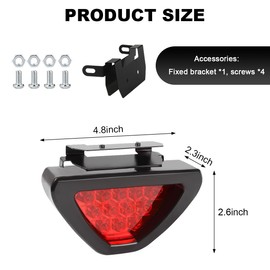 ZNDAW Car F1 Style Brake Light, 12V Super Bright Waterproof Triangle Rear Fog LED Lights Tail Flash Lamp, F1 Style Warning Strobe Third Stop Light for Motorcycle ATV Truck SUV (Red)