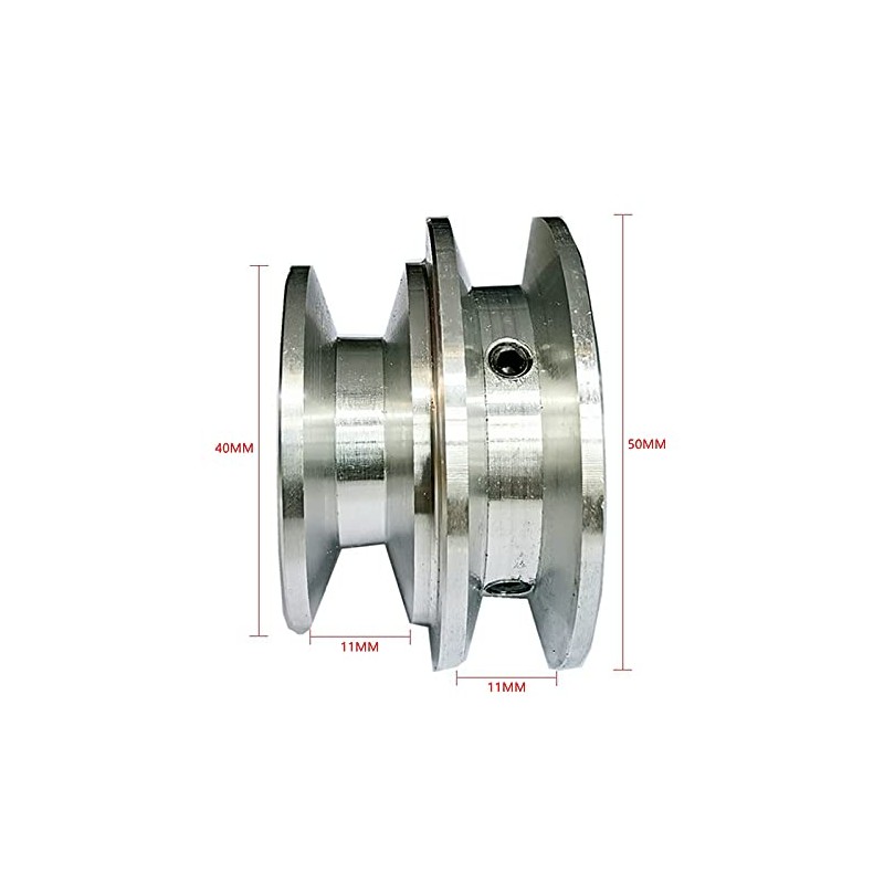 Aluminum Alloy 40/50mm Double Groove Pulley 8-20mm Fixed Bore V