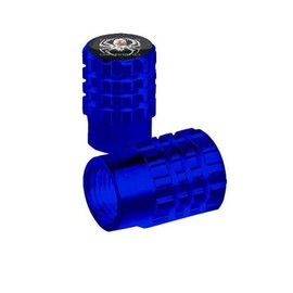SIMPLE KITCHEN MEALS 2 Blue Billet Knurled Tire Valve Cap Motorcycle - Blue Anodized Spider Style 333-631