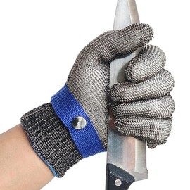 A9 Cut Resistant Gloves, Stainless Steel Metal Mesh Cut Glove for Oyster Shucking Butcher Mandolin Whittling Meat Fish Cutting Wood Carving Knife Proof L