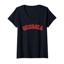 Womens Vintage Georgia GA Varsity Style Sports V-Neck T-Shirt