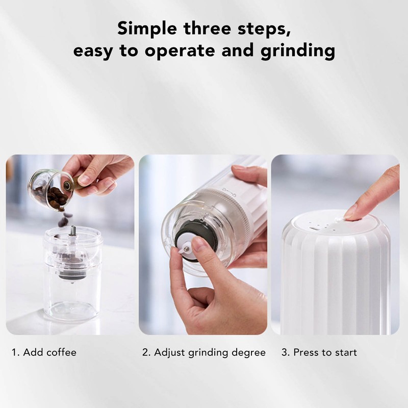 Portable Coffee Grinder Adjustable Thickness Travel Camping Electric USB Rechargeable