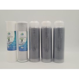 Filters4you – 5 Pack Replacement Water Filter Set Includes Sediment, Carbon Block, Color-Indicating Mix-Bed DI Resin Cartridges Compatible with FS-GW-CB Models – RO/DI System Replacement Filter Set
