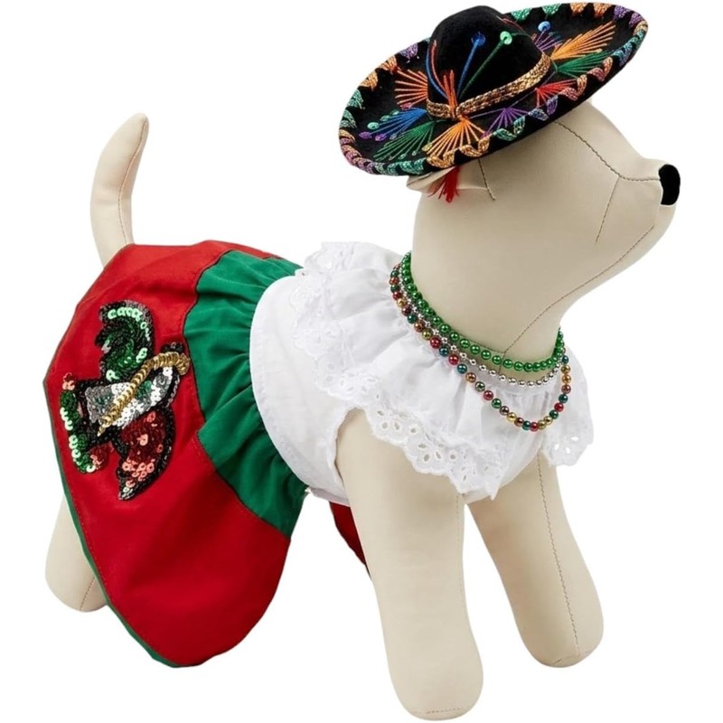 Genérico Disfraz China Poblana Mexicano para Perro y Gato con