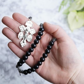 Needzo St. Joseph Terror of Demons Paracord Rosary with Wood Beads and Pardon Crucifix, Religious Keepsake Gift, 19 Inches