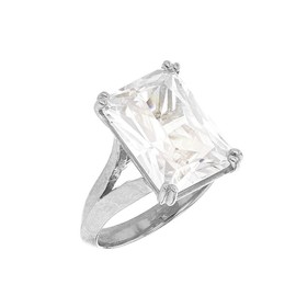 Modern Contemporary Rings Fine Sterling Silver Octagon Radiant Emerald Cut CZ Solitaire Engagement/Promise Ring (Size 9.25)
