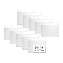 Karteo Card Sleeves A6 Format [Pack of 50] Vinyl ID Sleeves 148 x 105 mm Horizontal Transparent as ID Card Holder for ID Cards