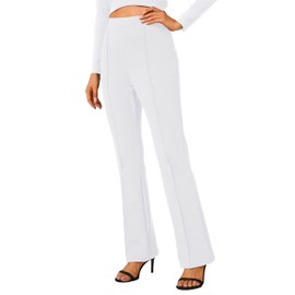 Urban CoCo Stretchy Work Pants Bootcut Yoga Pants Petite Slacks for Office Casual Casua (White, L)