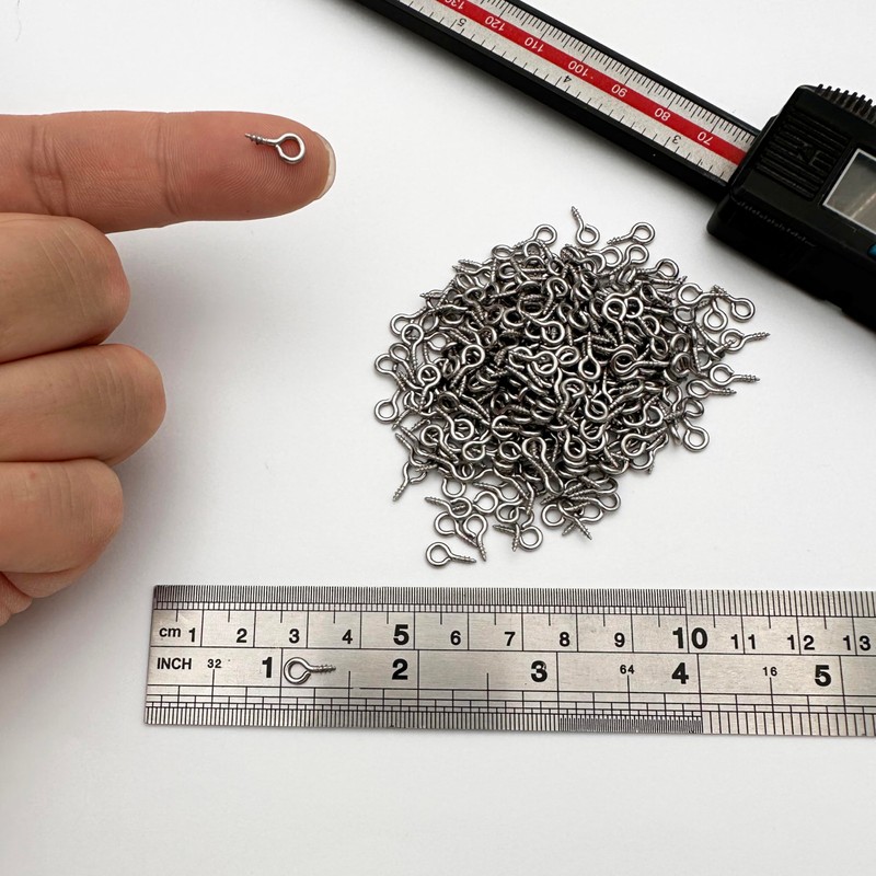 IDEALSV (304) Stainless Steel Small Screw Eye Pins Jewelry Making