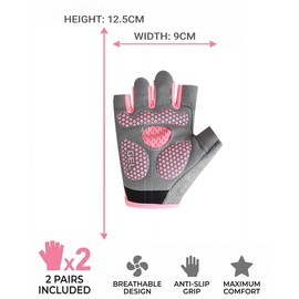 LOZTBUE 2 paia Guanti Sportivi per Bambini – guanti decorati per pattinaggio artistico, Guanti da Ciclismo a Mezze Dita,Rete Elastica, Adatti per Ciclismo, Pattinaggio a Rotelle e Altri Sport (Rosa)