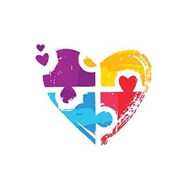 2 pcs Autism Sticker Love Heart Puzzle Decal for Laptop, Car, Window, Door, Shop