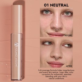 Base Correctora de Maquillaje Líquido de Colores – Cobertura Natural para el Rostro, Textura Fresca y Liviana, Mejora el Tono con un Toque de Luz y Color (01, 3ml)