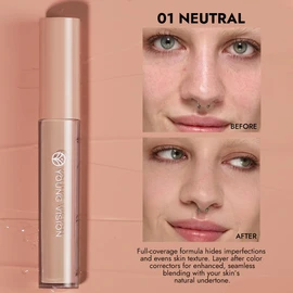 Base Correctora de Maquillaje Líquido de Colores – Cobertura Natural para el Rostro, Textura Fresca y Liviana, Mejora el Tono con un Toque de Luz y Color (01, 3ml)