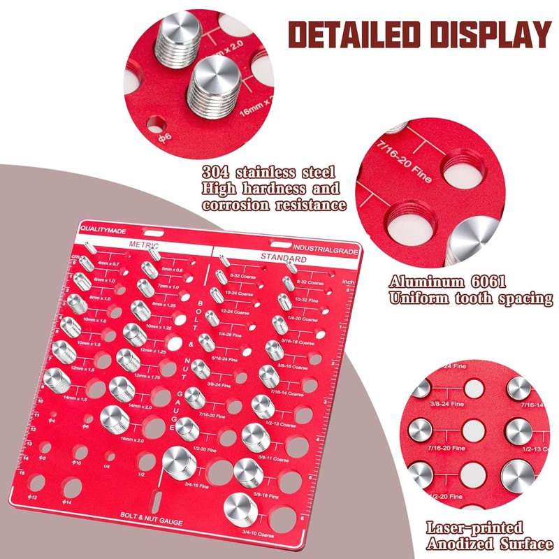 34 Nut and Bolt Thread Checker, Bolt and Nut Identifier