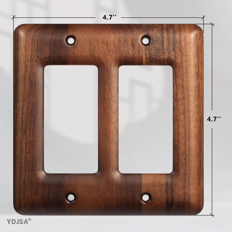 YDJSA Two Light Switch Cover Plate Solid Walnut Decorative 2-Gang