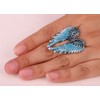 Szxc Jewelry Women's Crystal Angel Wings Stretch Rings Biker Jewelry