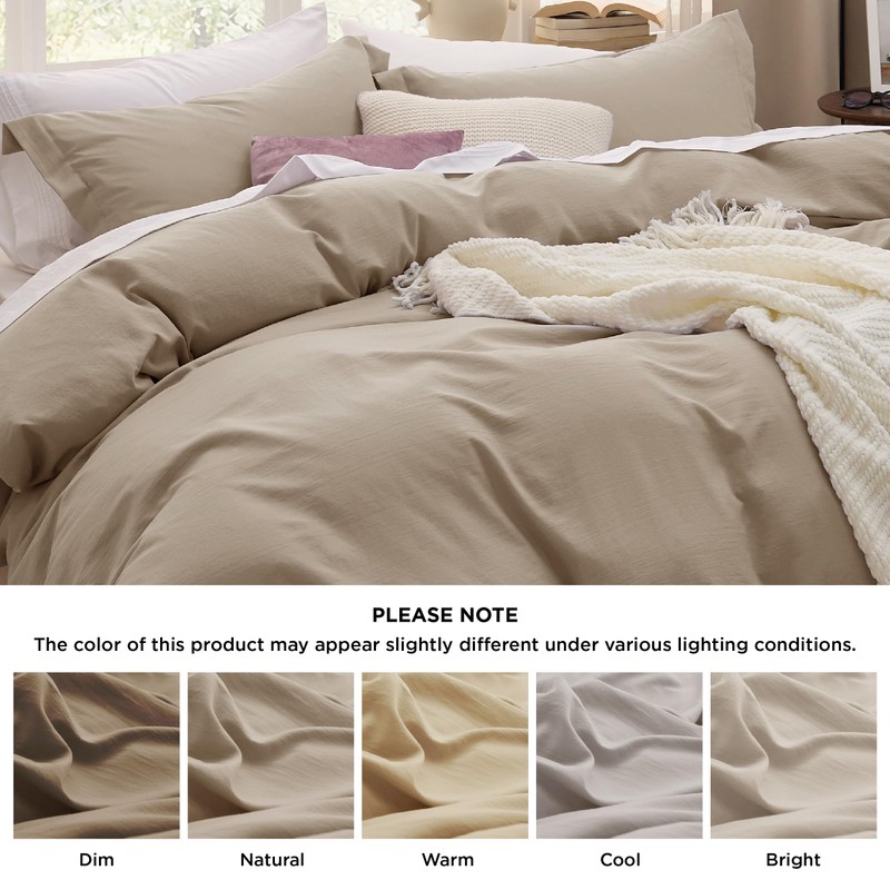 Bedsure Bedsure Deep Beige Duvet Cover Full Size - 3