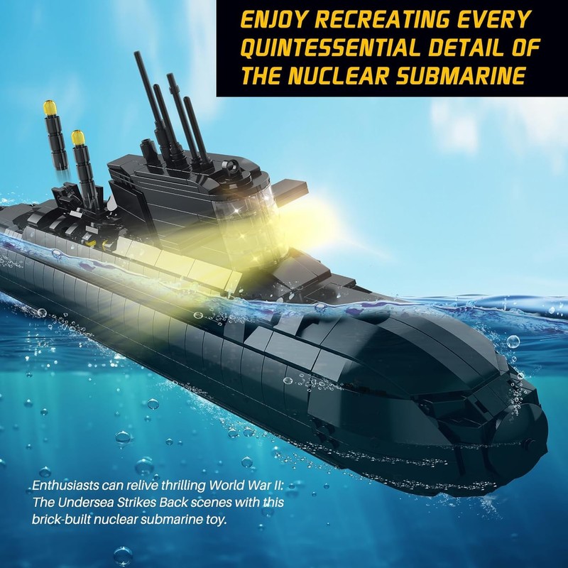 Amoyasite Nuclear Submarine Building Set, 1498 Pcs WWII Military Military