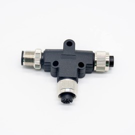 M12 IP67 5 Pin Connector, M12 T Connector 5 Pin Male to Female A Code Unshiled Adapter Waterproof Field Assembly Wireable Connector Industrial Sensor Plug Adapter