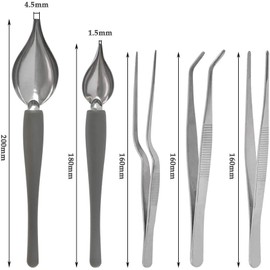 VERALY.MX 5 Herramientas Decoracion Platillos Emplatado Pinzas de Cocina de Acero Inoxidable, Pinzas de Precisión con Puntas Dentadas de Precisión, Cucharas de Dibujo Culinario