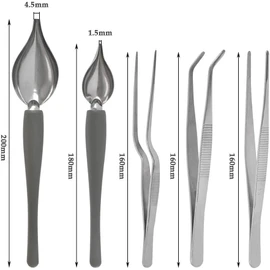 VERALY.MX 5 Herramientas Decoracion Platillos Emplatado Pinzas de Cocina de Acero Inoxidable, Pinzas de Precisión con Puntas Dentadas de Precisión, Cucharas de Dibujo Culinario