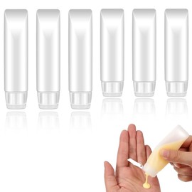 YAYNO Pack of 6 Refillable Empty Tubes 30/50 ml Transparent Refillable Empty Tubes Leak-Proof Transparent Travel Bottles for Toiletries Plastic for Shampoo Lotions DIY Projects