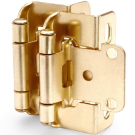 DecoBasics 50 Pack 1/2" Overlay Brushed Gold Cabinet Hinges for Cabint Doors (25 Pairs) – Self-Closing Partial Wrap Semi-Concealed Face Frame Hinge for Kitchen Doors w/Screws & Quiet Bumpers