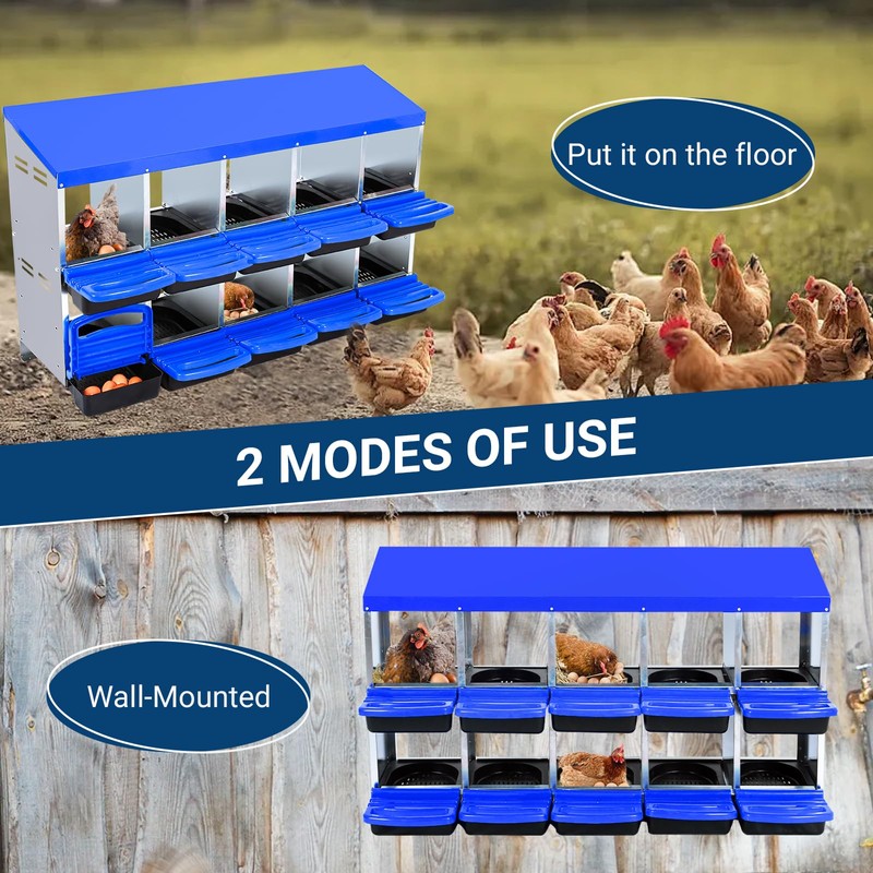Chicken Nesting Box, 10 Compartments Nesting Boxes for Chickens, Chicken